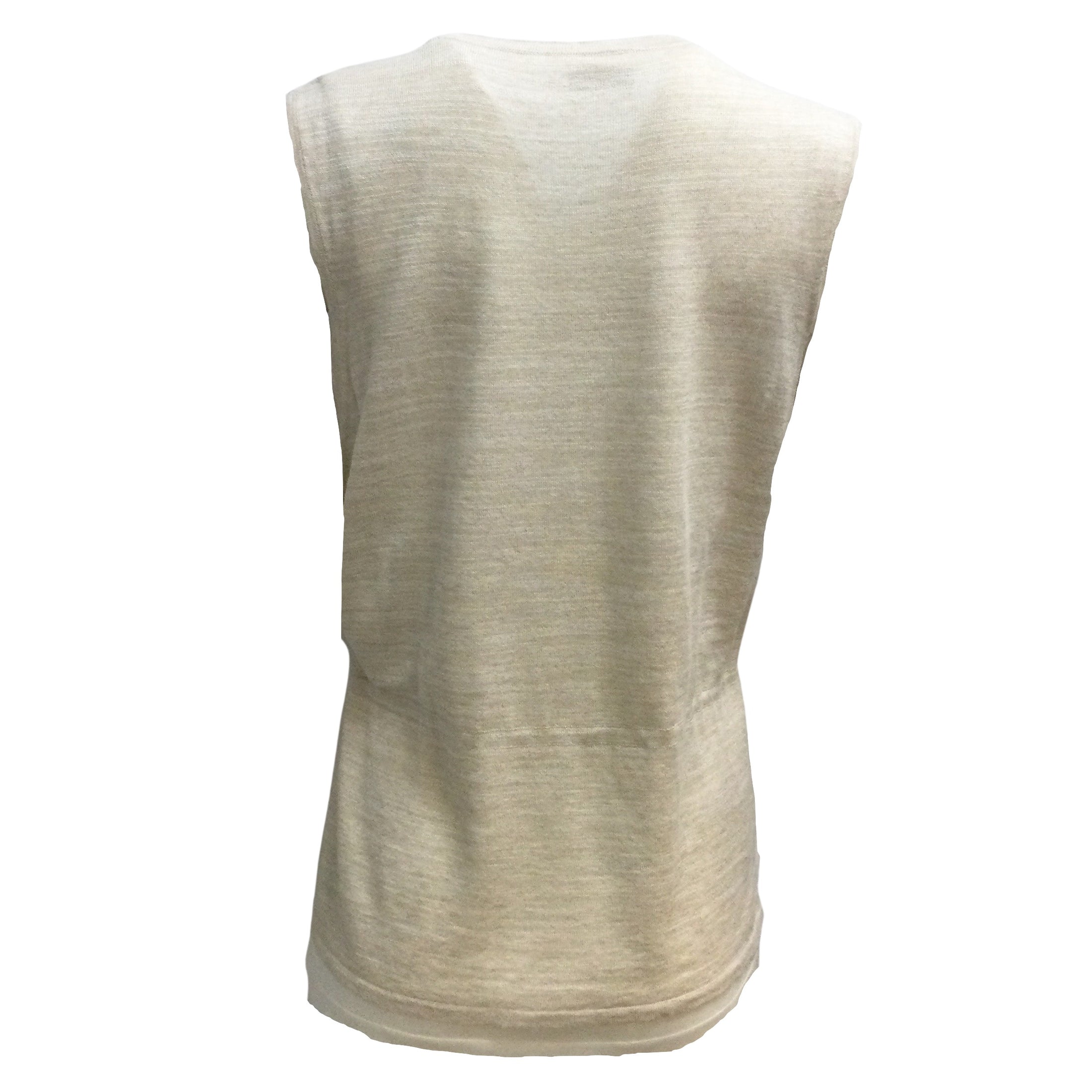 Akris Layered Button-down Sleeveless V-neck Cardigan Oat Beige / White Sweater