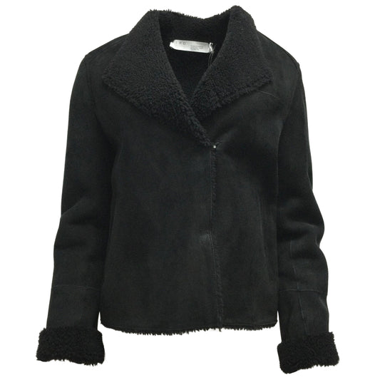 IRO Black Larys Real Dyed Sheepskin Shearling Jacket