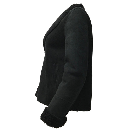 IRO Black Larys Real Dyed Sheepskin Shearling Jacket