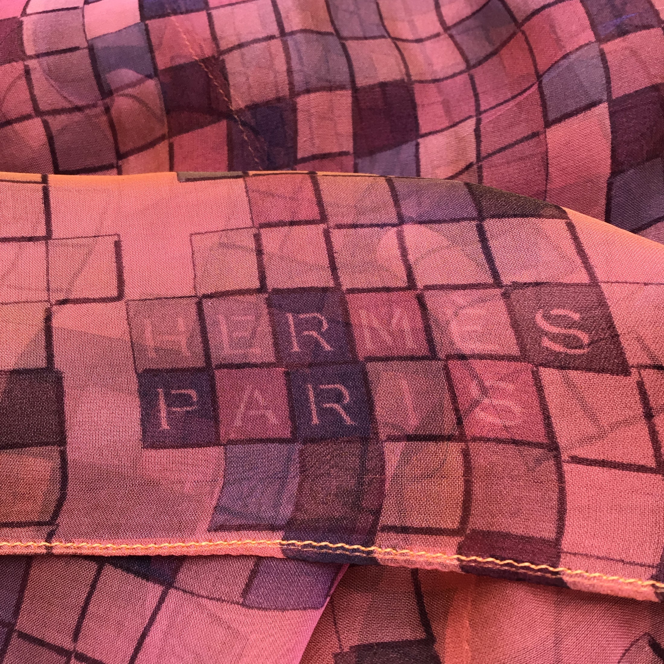 Hermes Paris Pink / Purple Printed Sheer Long Sleeved Open Front Silk Shrug