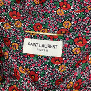 Saint Laurent Red Floral Silk Long-sleeve Babydoll Casual Dress