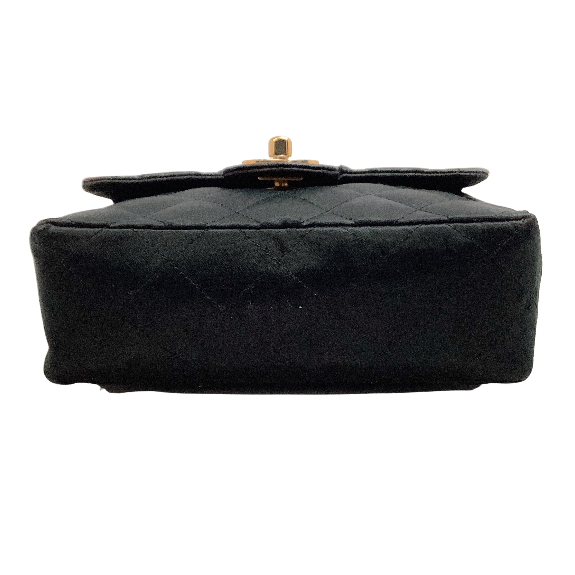 Chanel Vintage Mini Black Satin Cross Body Bag