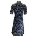 Load image into Gallery viewer, Altuzarra Navy Blue Multi Belted Floral Printed Short Sleeved Button-down Silk Midi Dress
