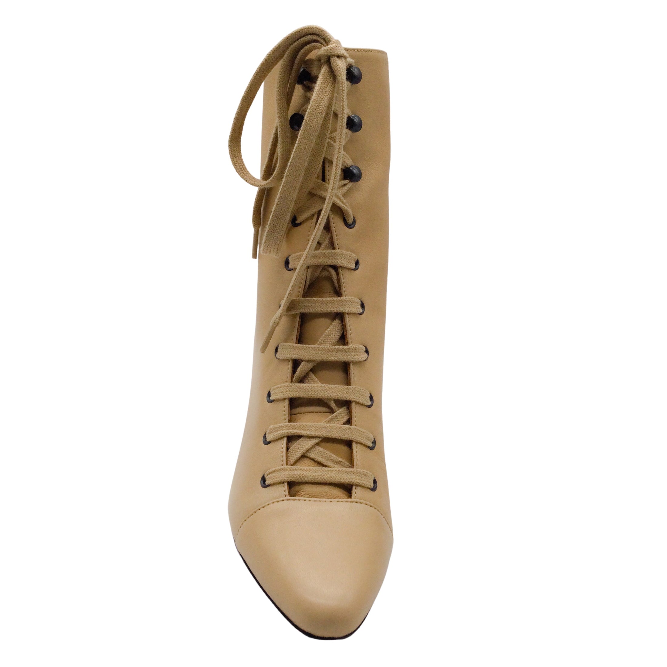 Michel Vivien Beige Addison Lace Up Boots/Booties