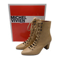 Load image into Gallery viewer, Michel Vivien Beige Addison Lace Up Boots/Booties
