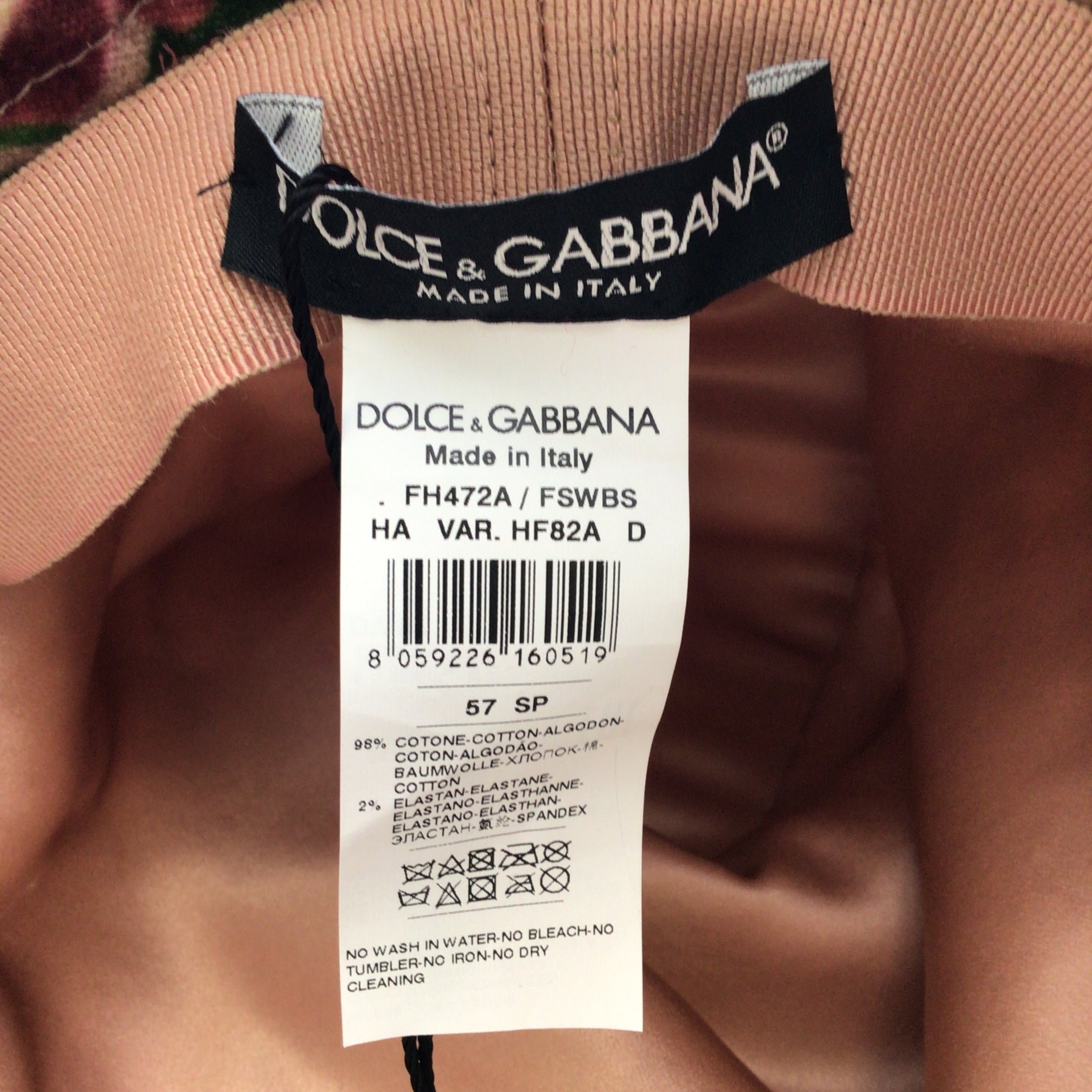 Dolce & Gabbana Pink Multi Velvet Floral Bucket Hat