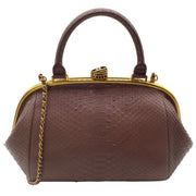 Chanel Python Skin Mauve Brown Leather Shoulder Bag