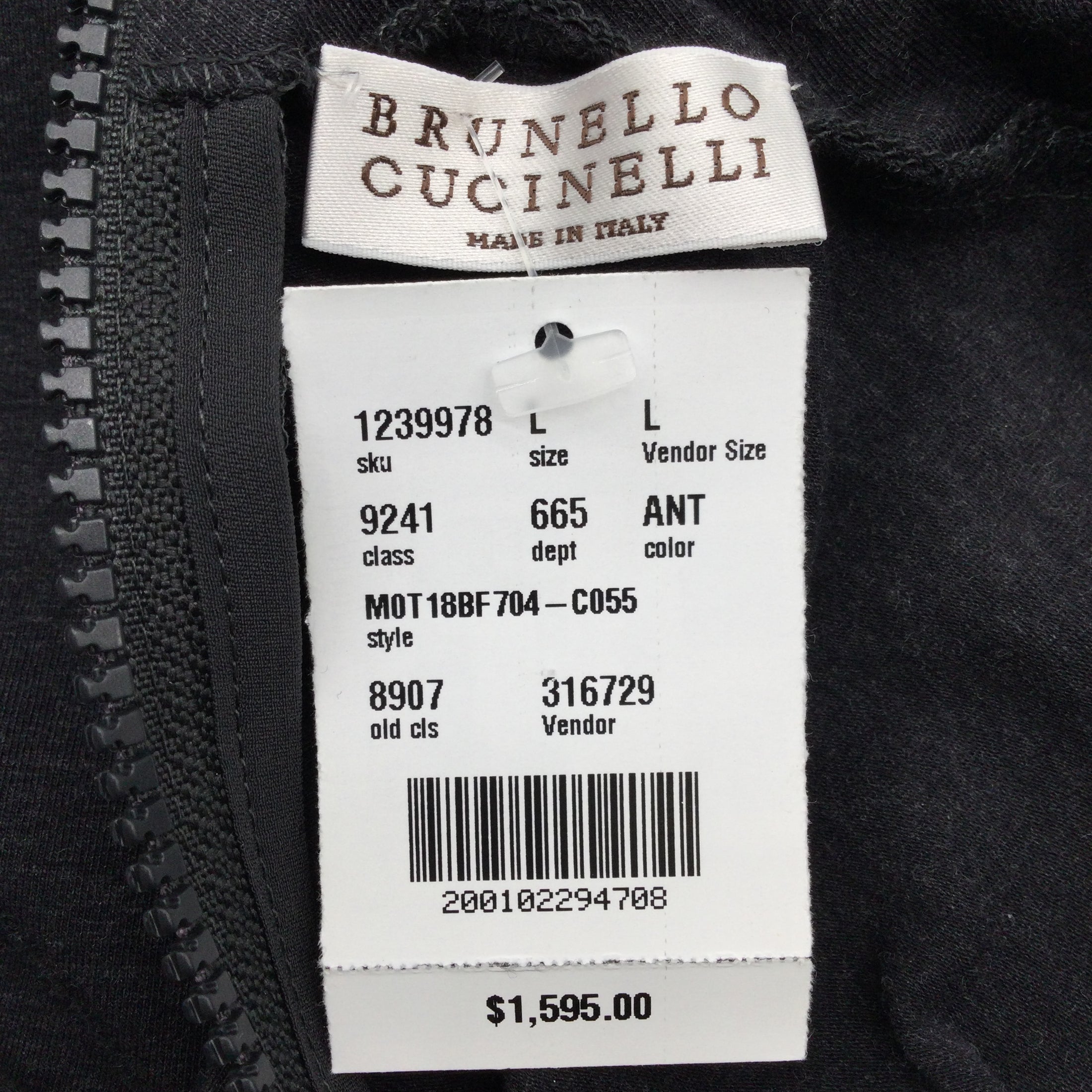 Brunello Cucinelli Charcoal Grey Monili Beaded Long Sleeved Blouse