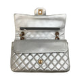Load image into Gallery viewer, Chanel Double Flap Silver Lambskin Medium Leather Shoulder Bag
