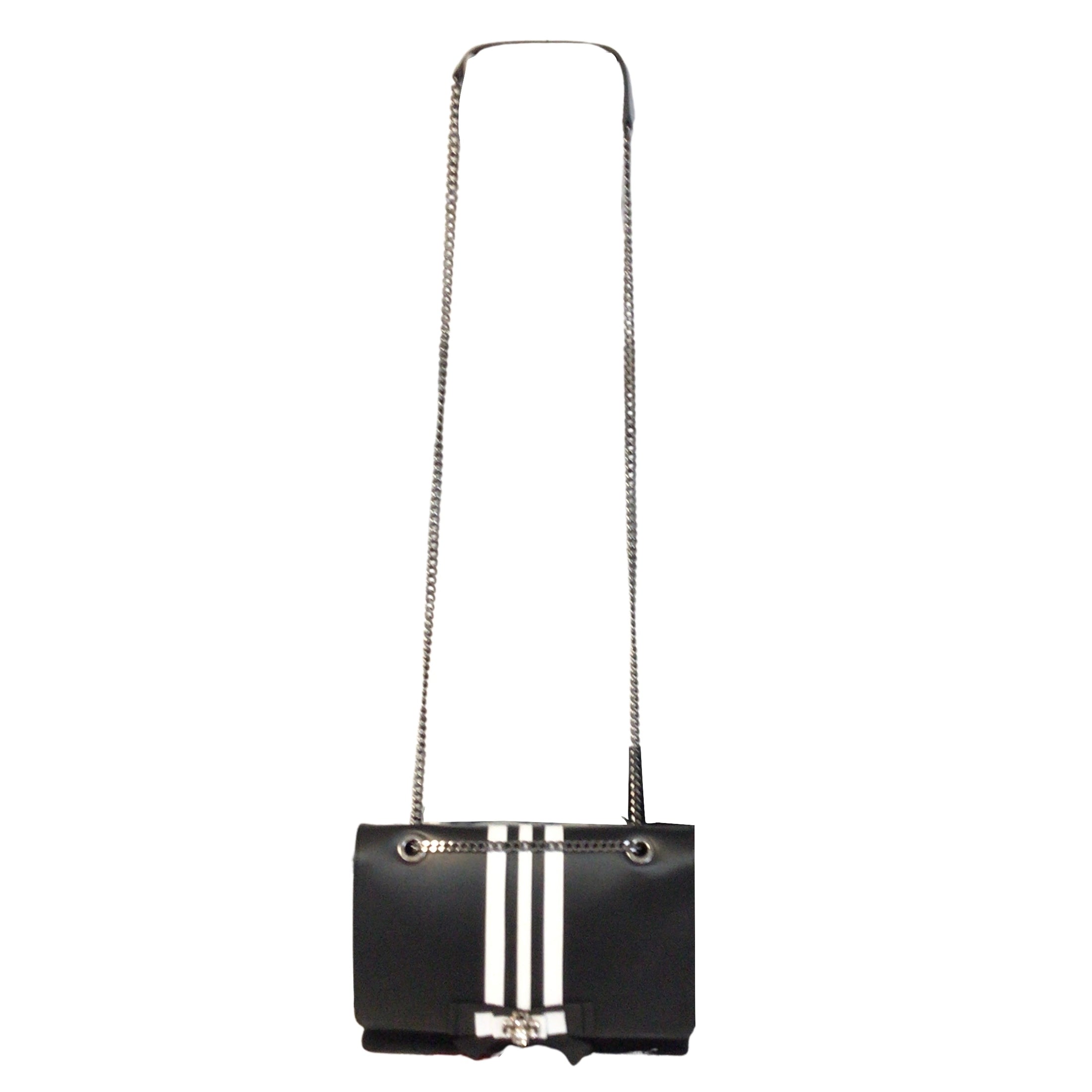 Anne Fontaine Black / White Onight Crystal Embellished Calfksin Leather and Suede Shoulder Bag