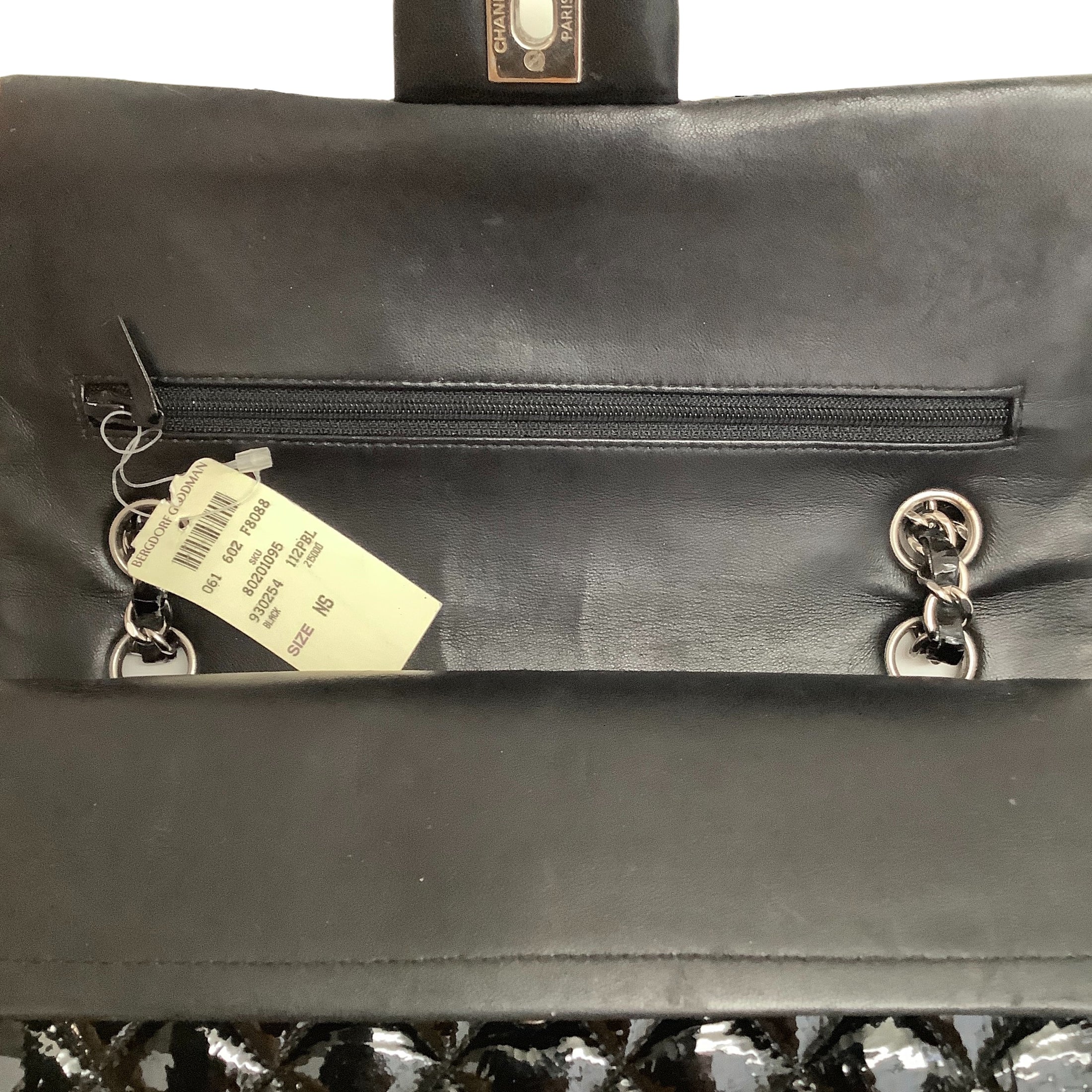 Chanel Double Flap Black Patent Leather Shoulder Bag