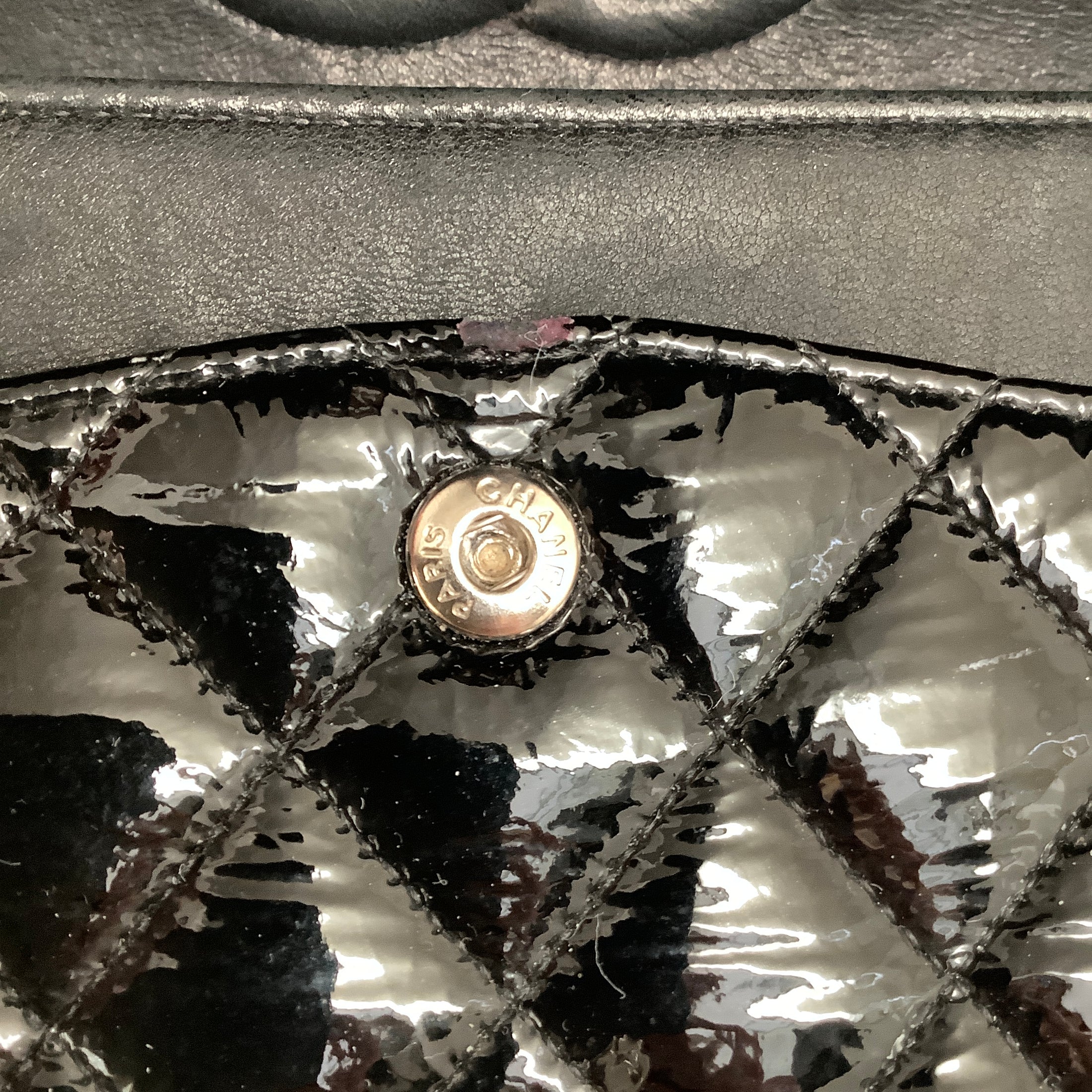 Chanel Double Flap Black Patent Leather Shoulder Bag