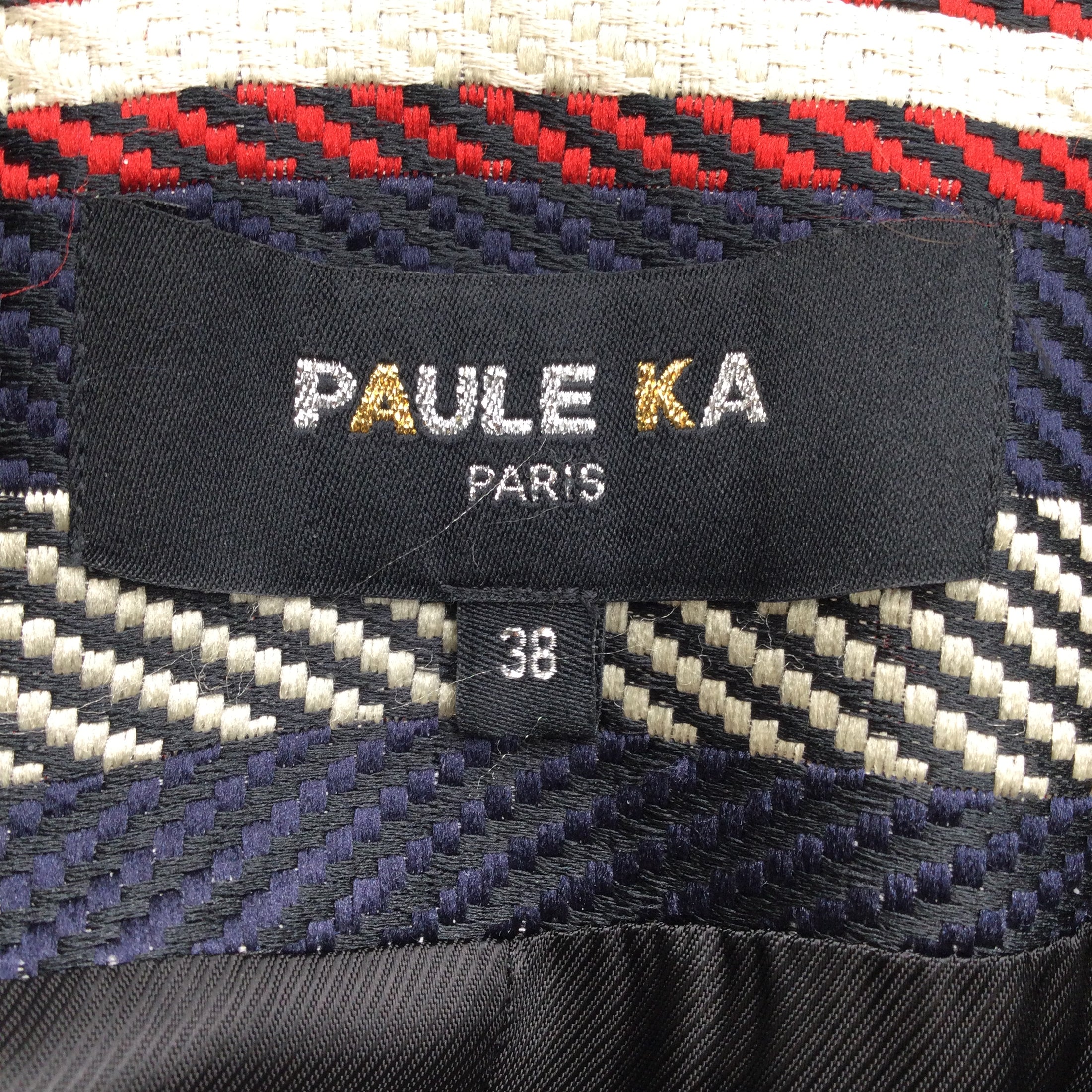 PAULE KA Navy Blue / White / Red Double Breasted Striped Blazer