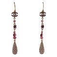 Load image into Gallery viewer, Chanel Purple / Gold Glass and Crystal Long Dangle Earrings

