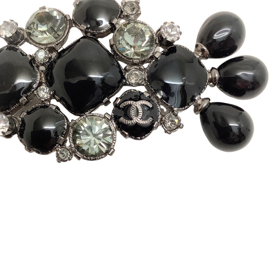 Chanel Black Stone with Crystals 2008 A Brooch