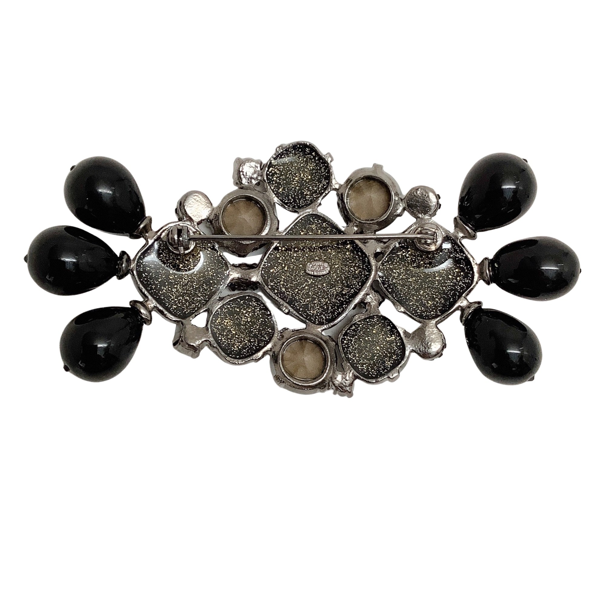 Chanel Black Stone with Crystals 2008 A Brooch