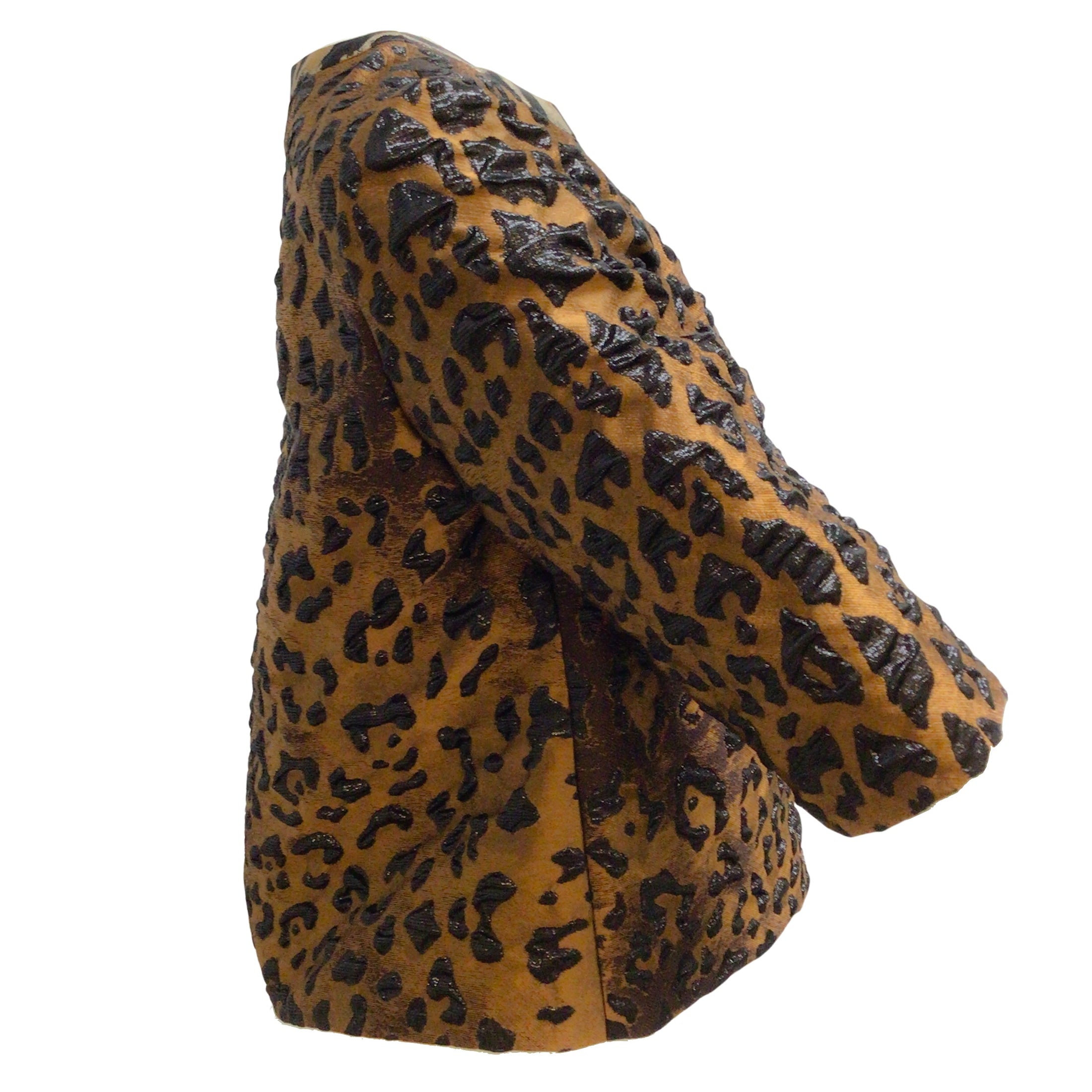 Dries van Noten Brown and Black Leopard Printed Jacquard Top