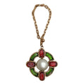 Load image into Gallery viewer, Chanel Red / Green / Gold Gripoix and Pearl Bag Charm / Keychain
