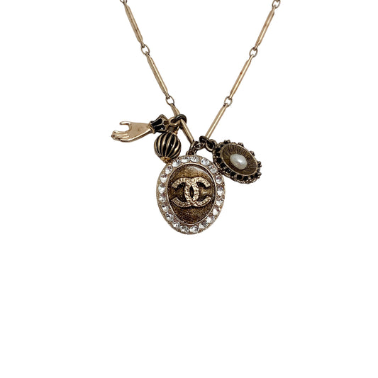 Chanel Gold Multi 2010C Charm Embellished Necklace