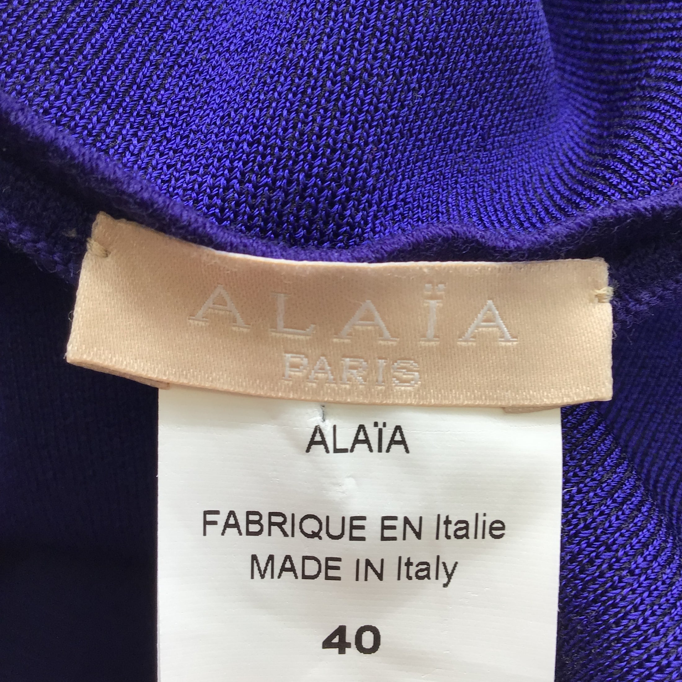 Alaia Trigone Indigo Purple Triangle Cut-Out Detail Wool Knit Flared A-Line Skirt