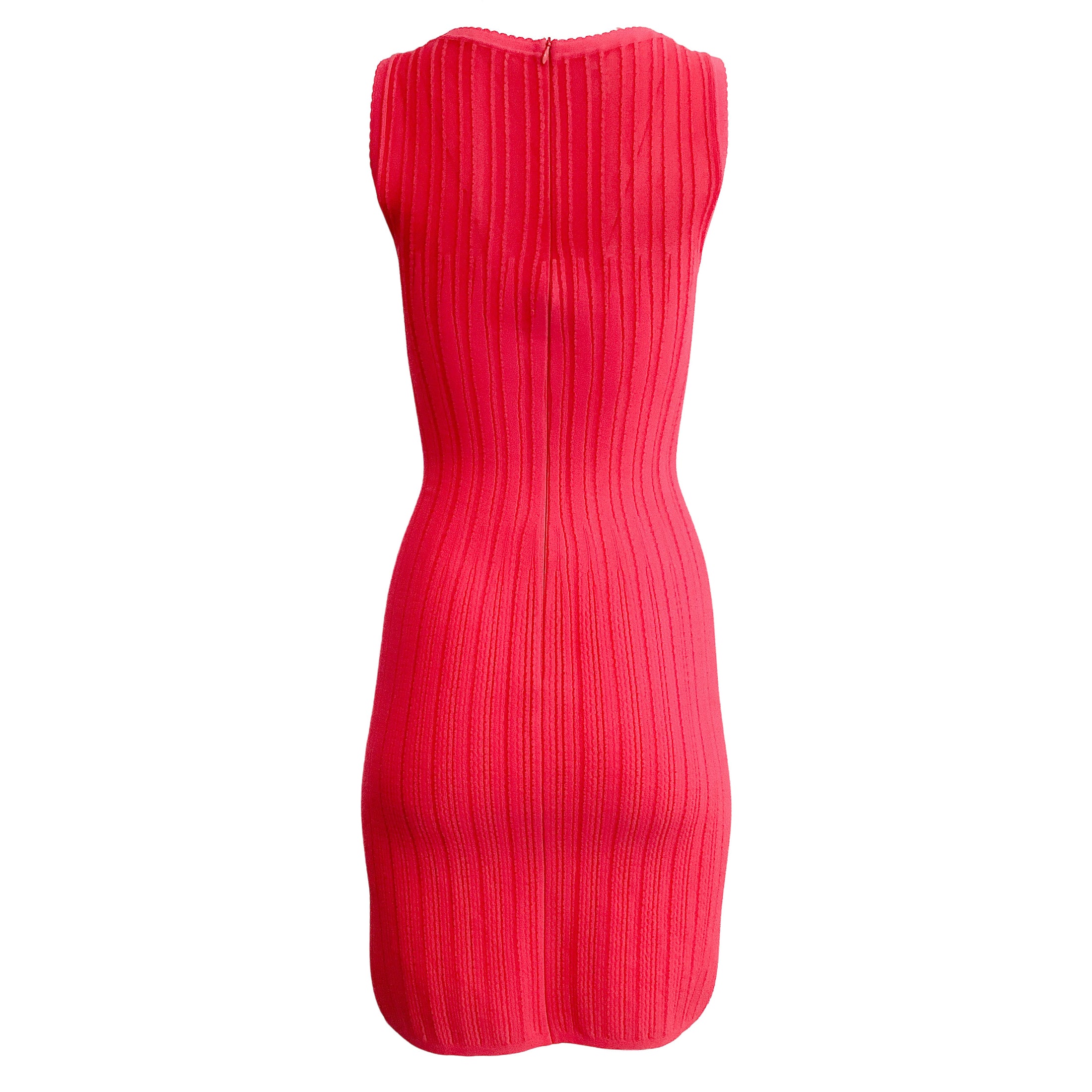 ALAÏA Hot Pink Knit Sleeveless Body Con Casual Dress