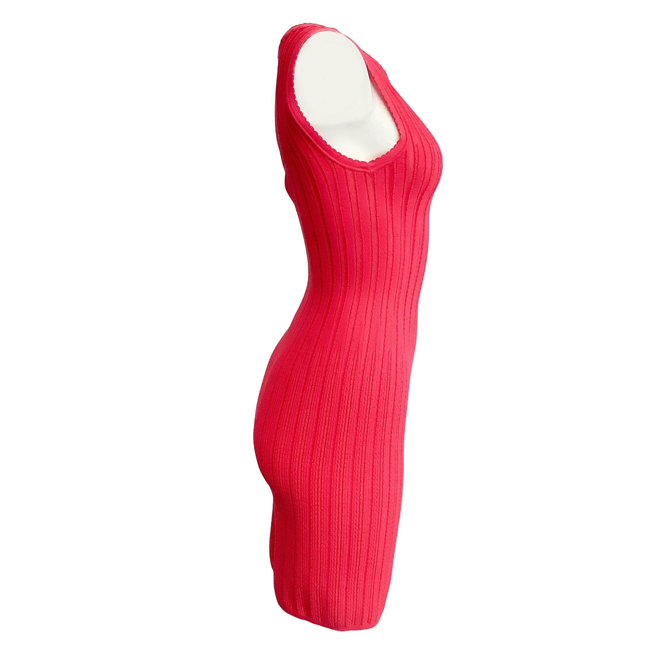 ALAÏA Hot Pink Knit Sleeveless Body Con Casual Dress