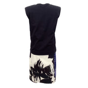 Dries van Noten Black / White / Blue Dixi Embellished Work/Office Dress