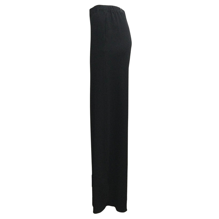 Balenciaga Black Stretchy Ribbed Knit Wide Leg Relaxed-fit Pants