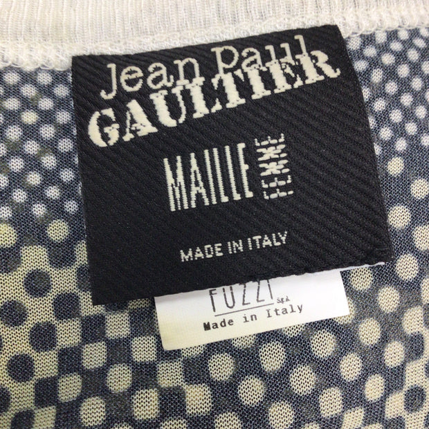 Jean Paul Gaultier Purple / Ivory / Black Vintage Cyber Dot Printed Mesh Top