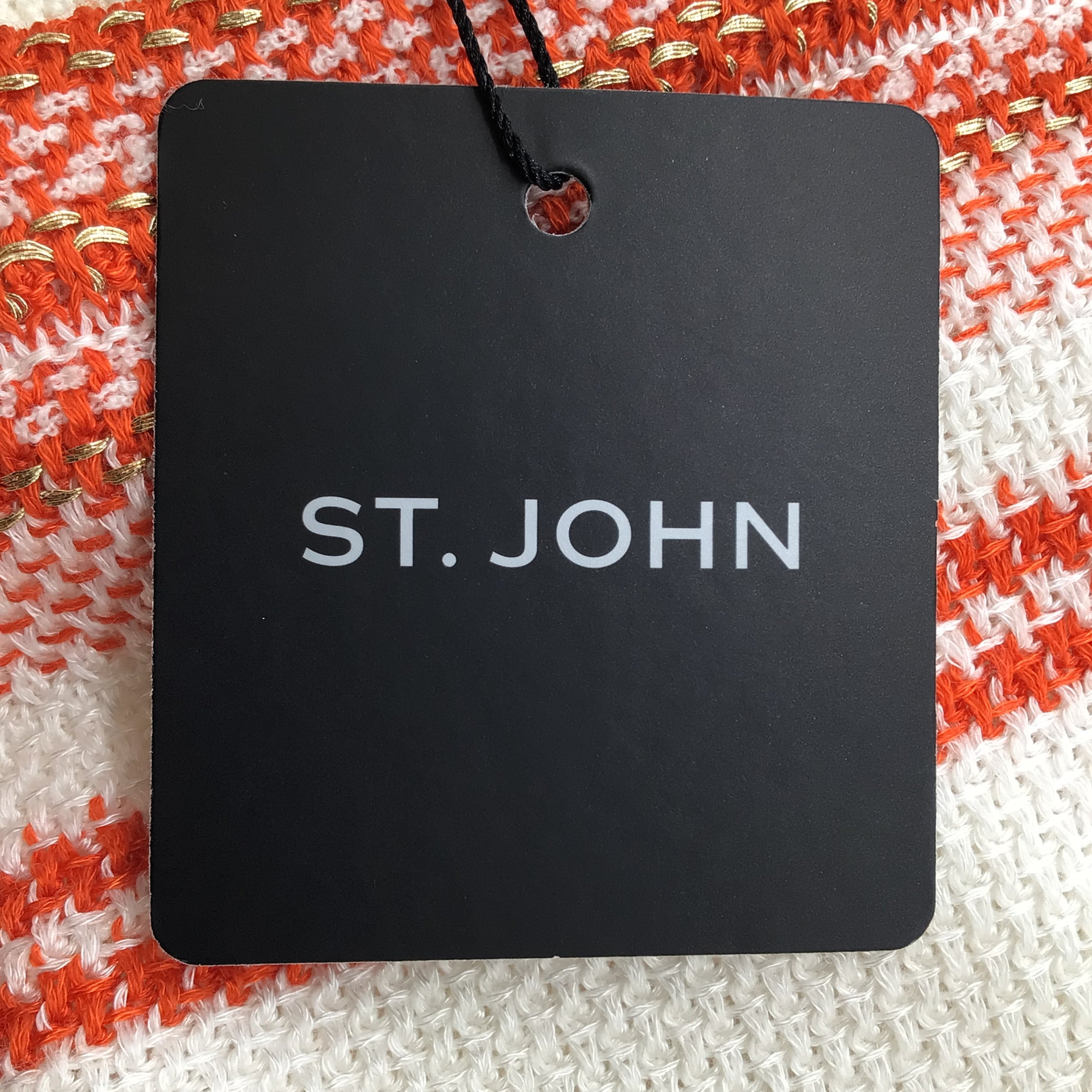 St. John Ivory / Orange Stripe Knit Jacket