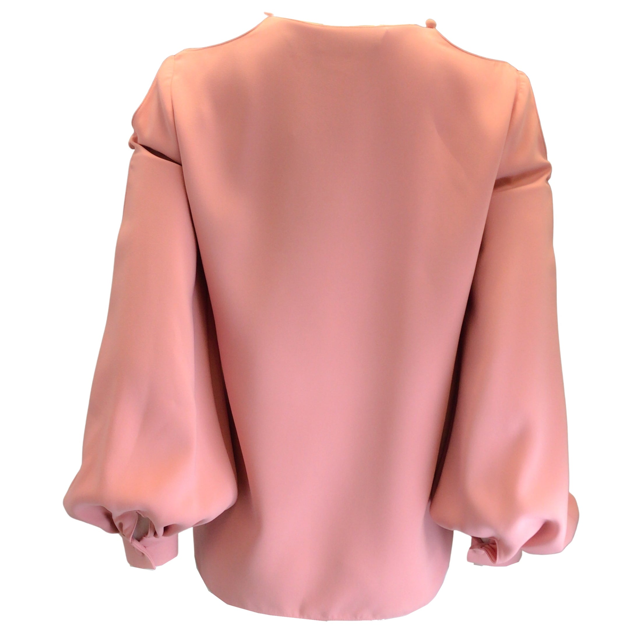 Oscar de la Renta Keyhole Sleeve Stretch Silk Blouse in Pink