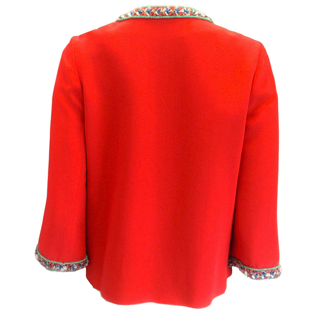 Andrew Gn Red Beaded Embellished Crepe Blazer / Jacket