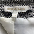 Load image into Gallery viewer, GERARD DAREL Black / Ivory Perforated Leather Trim Woven Tweed Blazer
