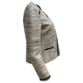 Load image into Gallery viewer, GERARD DAREL Black / Ivory Perforated Leather Trim Woven Tweed Blazer
