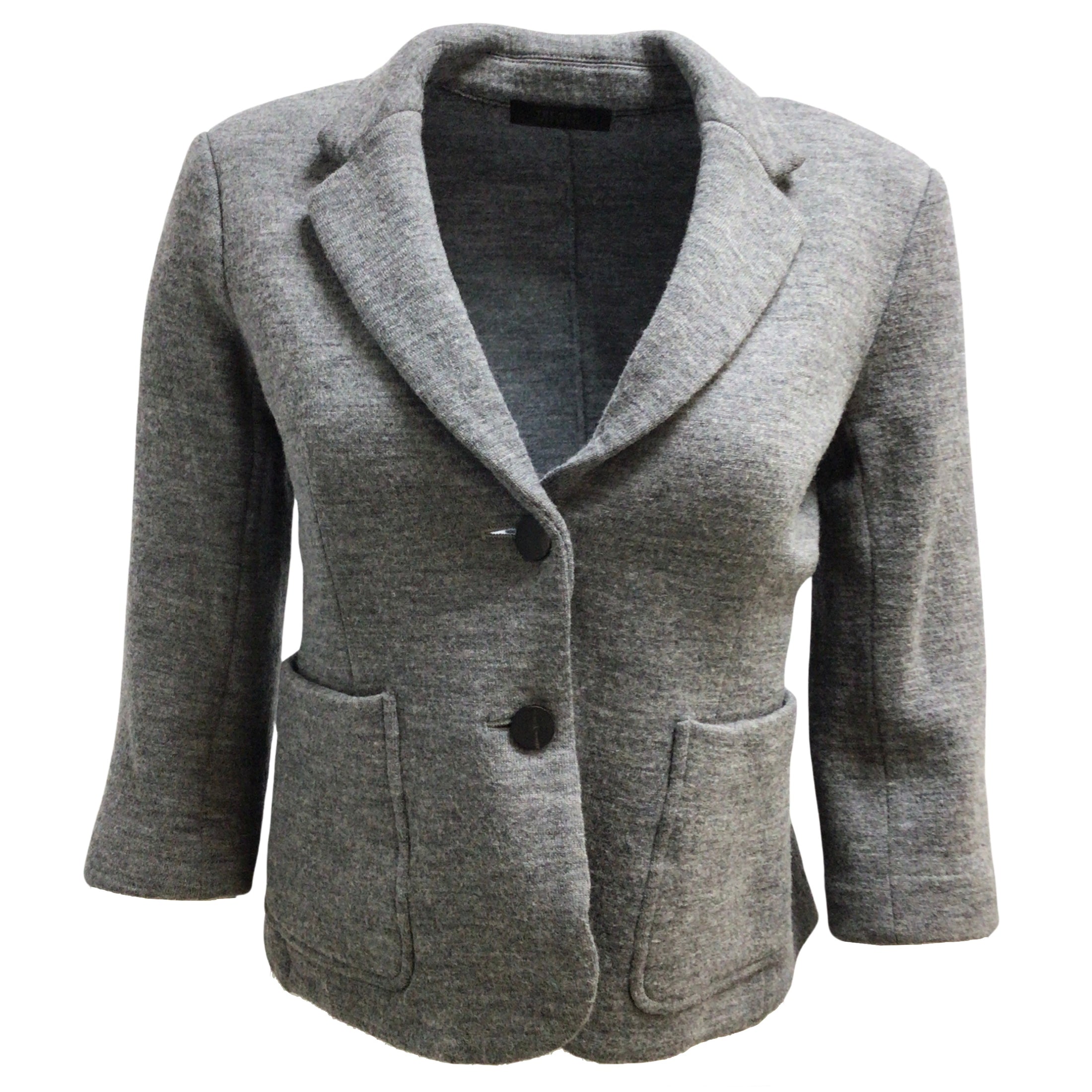 The Row Grey Two-Button Three-Quarter Sleeved Wool Blazer