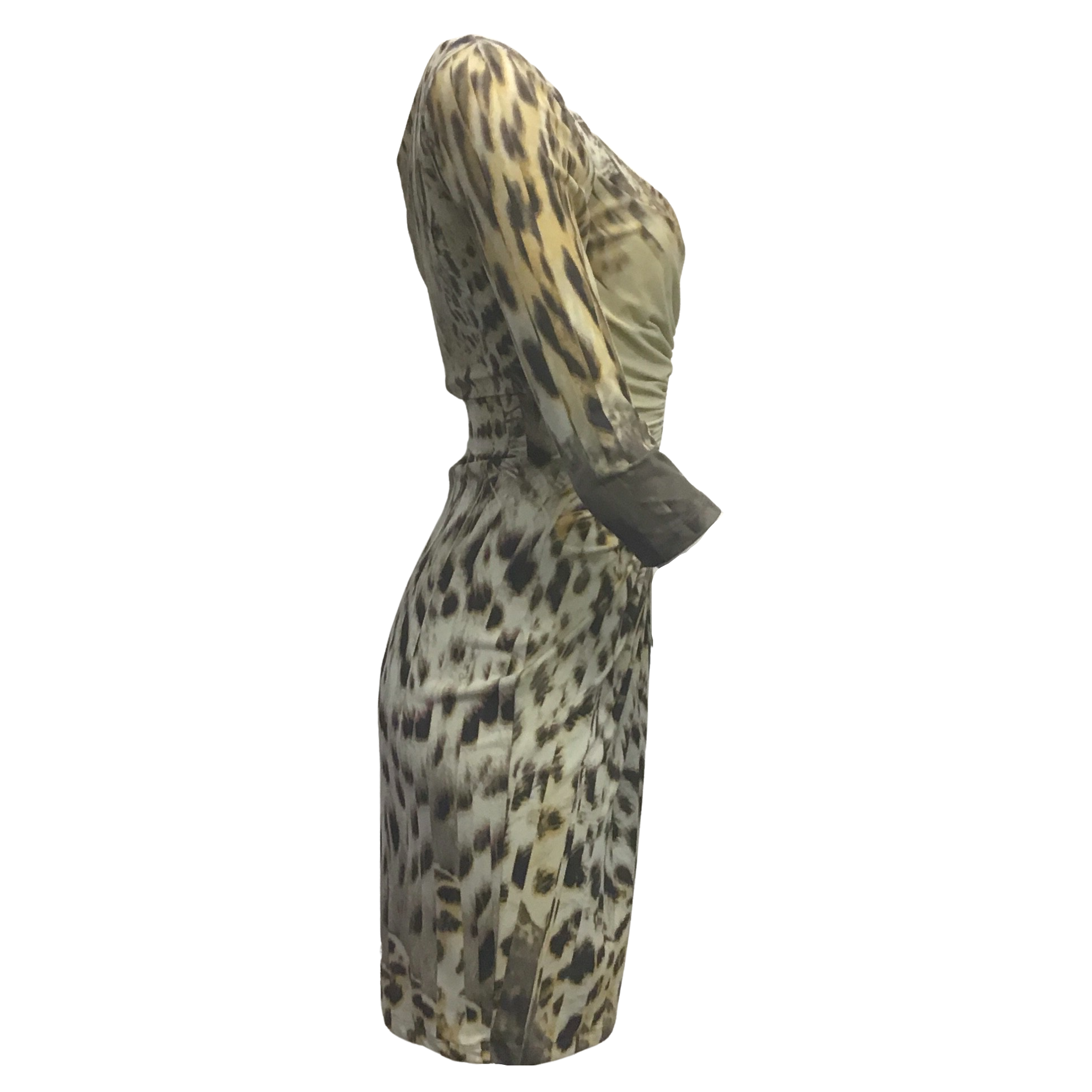 Roberto Cavalli Animal Print Ruched Short Casual Dress