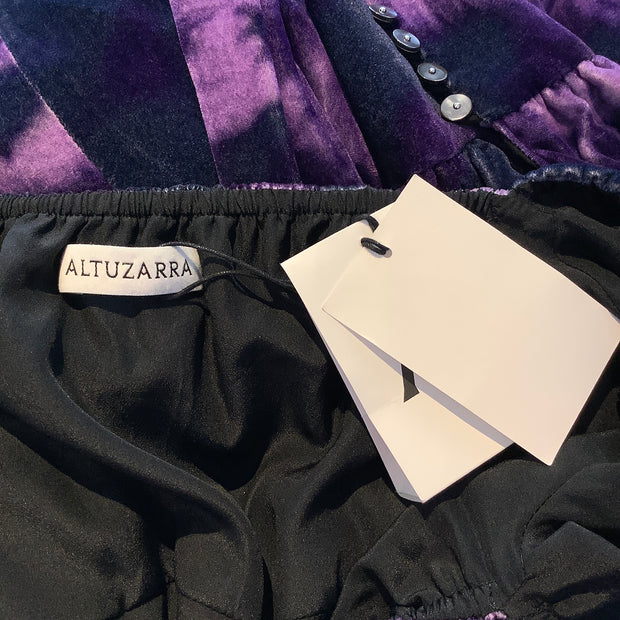 Altuzarra Purple Tie Dye Velvet Belted Midi Short Casual Dress