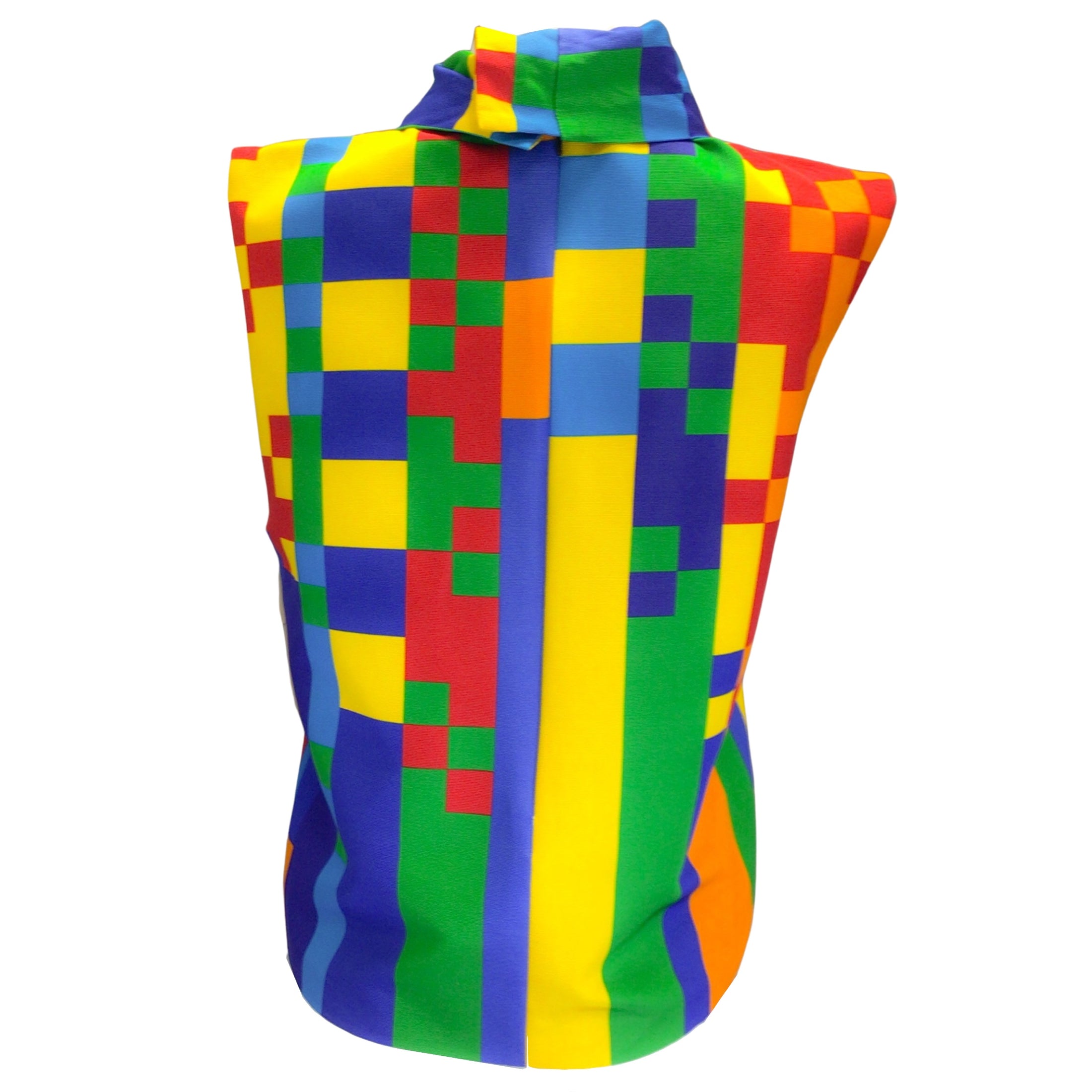 Halpern Rainbow Multi Pixel Print Cotton Top