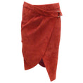 Load image into Gallery viewer, Nour Hammour Berry Red Suede Leather Wrap Skirt
