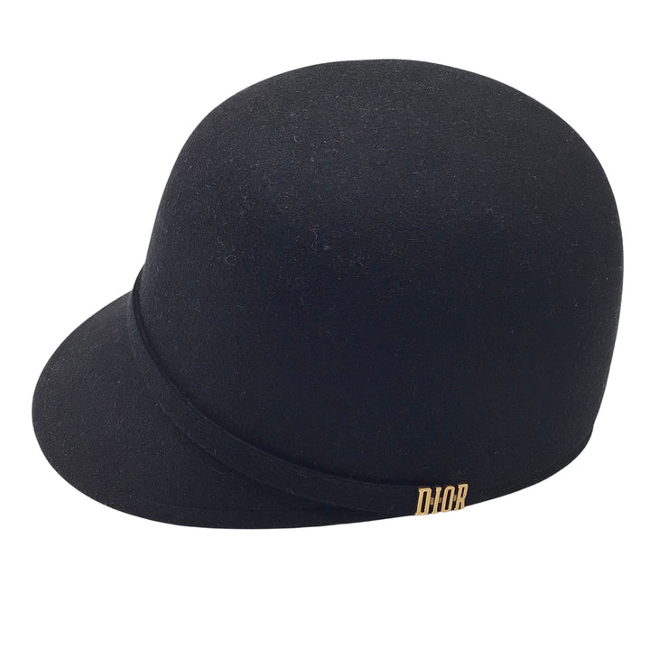 Christian Dior Arty Black Felt Tulip Cap / Hat