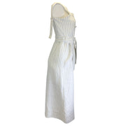 Altuzarra White / Black Striped Sleeveless Linen Midi Dress