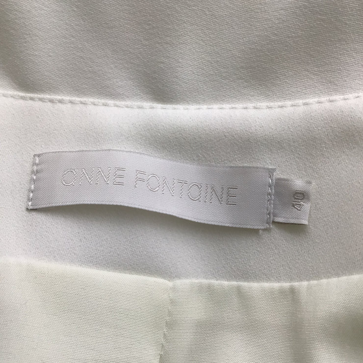 Anne Fontaine Ivory Vladimar Cap Sleeved Double Breasted Crepe Jacket