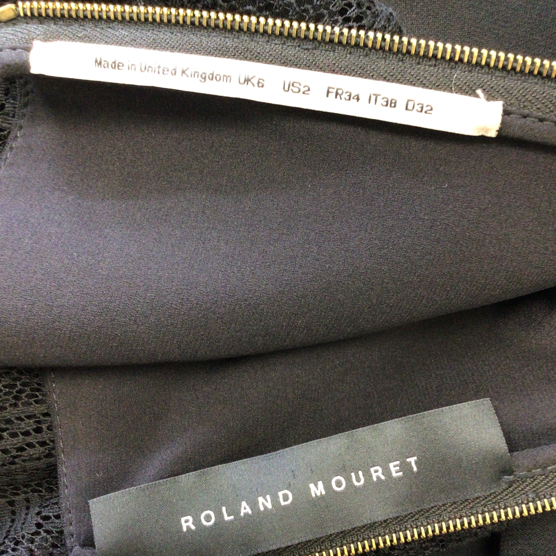 Roland Mouret Black Sheer Lace and Viscose Knit Midi Dress