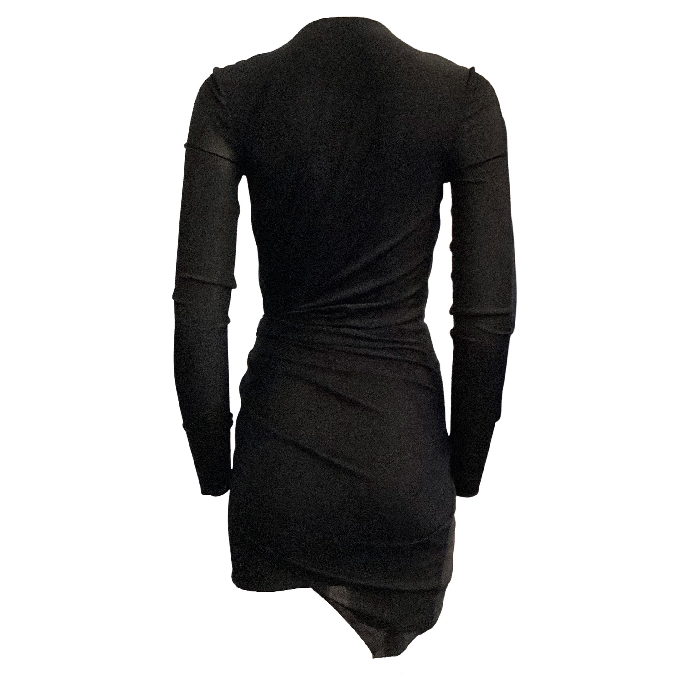 Alexandre Vauthier Black Rib Knit Ruched Deep V Night Out Dress
