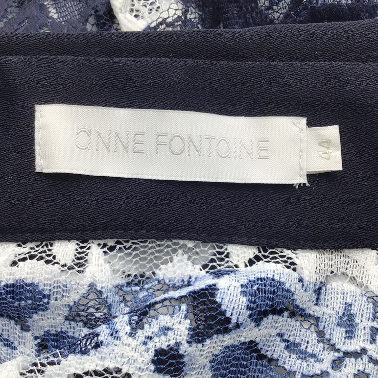 Anne Fontaine Navy Blue / White Callis Striped Lace Button-down Blouse