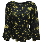 Emilia Wickstead Black / Yellow Margot Floral Printed Long Sleeved Blouse
