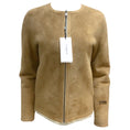 Load image into Gallery viewer, Fleurette Tan and Ivory Reversible Suede and Shearling Full Zip Jacket
