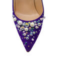 Load image into Gallery viewer, Christian Louboutin Candidate 100 Purple Embellished Pointed Toe Suede Pumps

