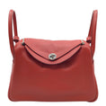 Load image into Gallery viewer, Hermès Lindy 2008 Rouge Clemence Leather 30cm Shoulder Bag
