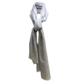 Load image into Gallery viewer, Chanel Light Blue Printed Fringed Trim Cashmere and Silk Rectangular Scarf/Wrap
